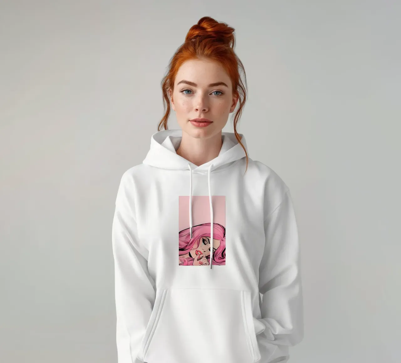 Pop Art Sorrow: Capelli rosa che piangono, stampa emotiva a fumetti felpa con cappuccio da NorwesClub