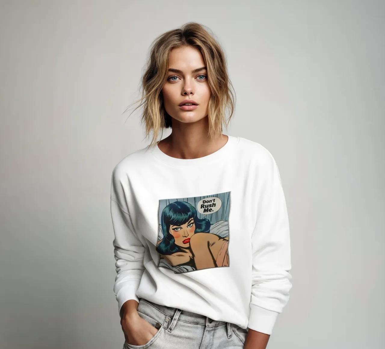 Retro Pop: "Jaag me niet op" Stripboek Vrouw Kunst sweatshirt van NorwesClub