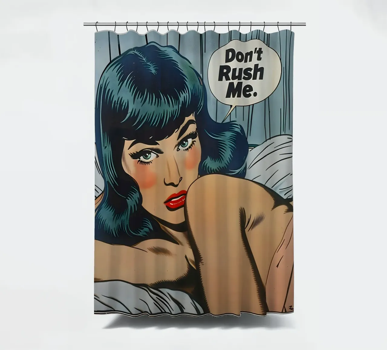 Retro Pop: "Dräng mich nicht" Comicbuch-Frauenkunst Duschvorhang von NorwesClub