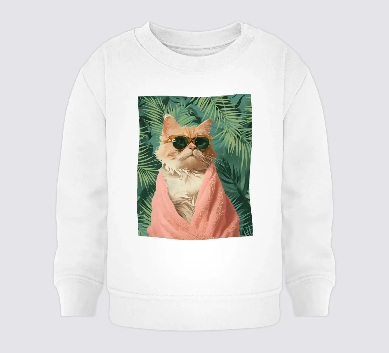 Cool Cat: Pop Art tropicale, occhiali da sole e stampa di asciugamani rosa felpa neonato da NorwesClub