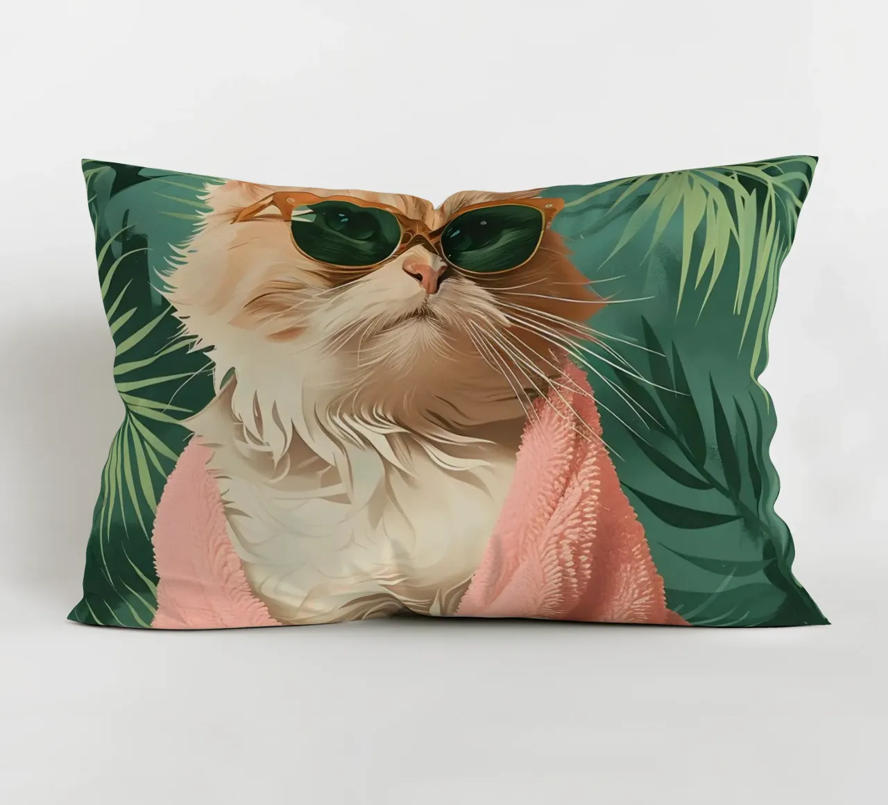Cool Cat: Pop Art tropicale, occhiali da sole e stampa di asciugamani rosa cuscino da NorwesClub