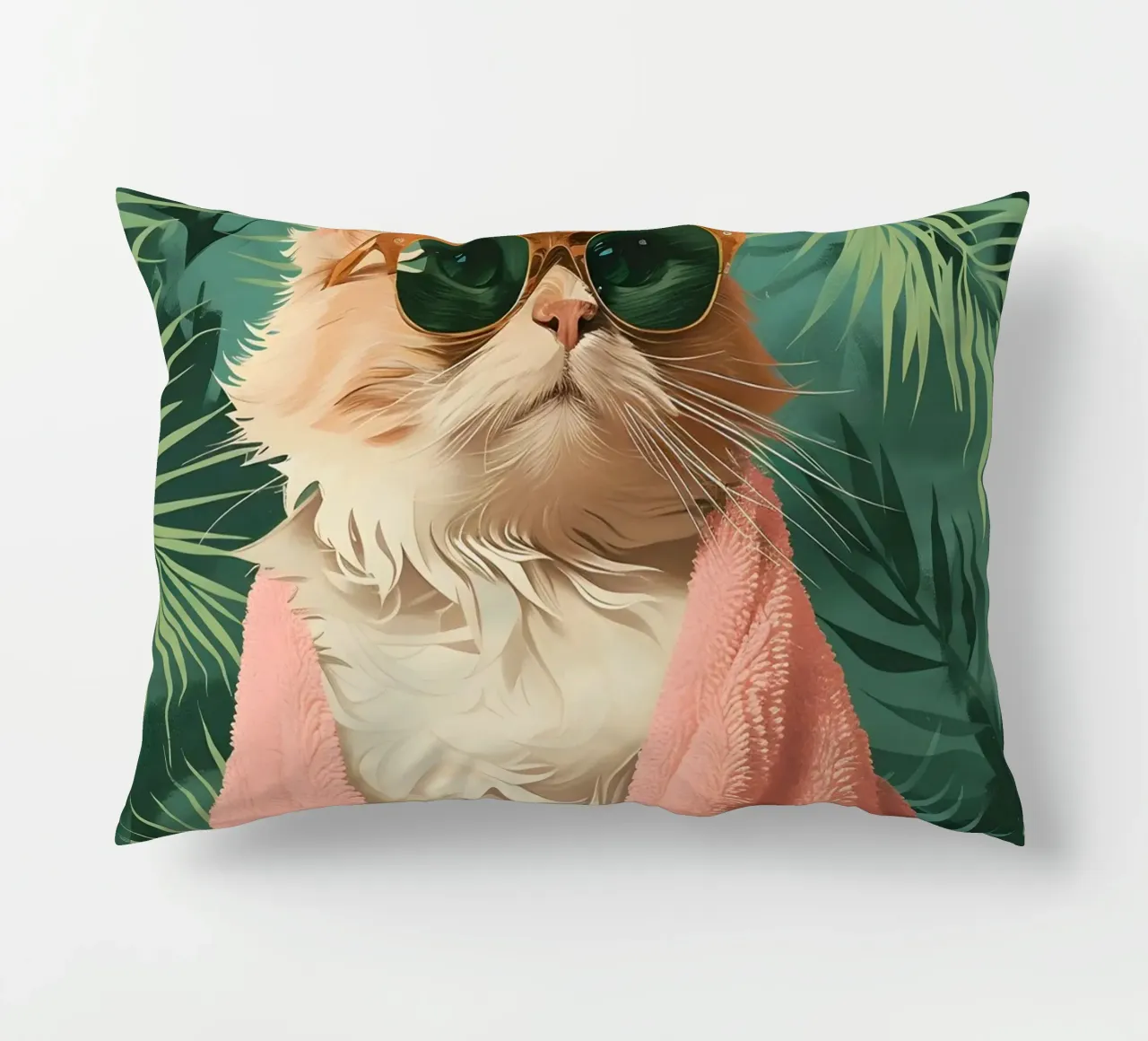 Cool Cat: Pop Art tropicale, occhiali da sole e stampa di asciugamani rosa cuscino da NorwesClub