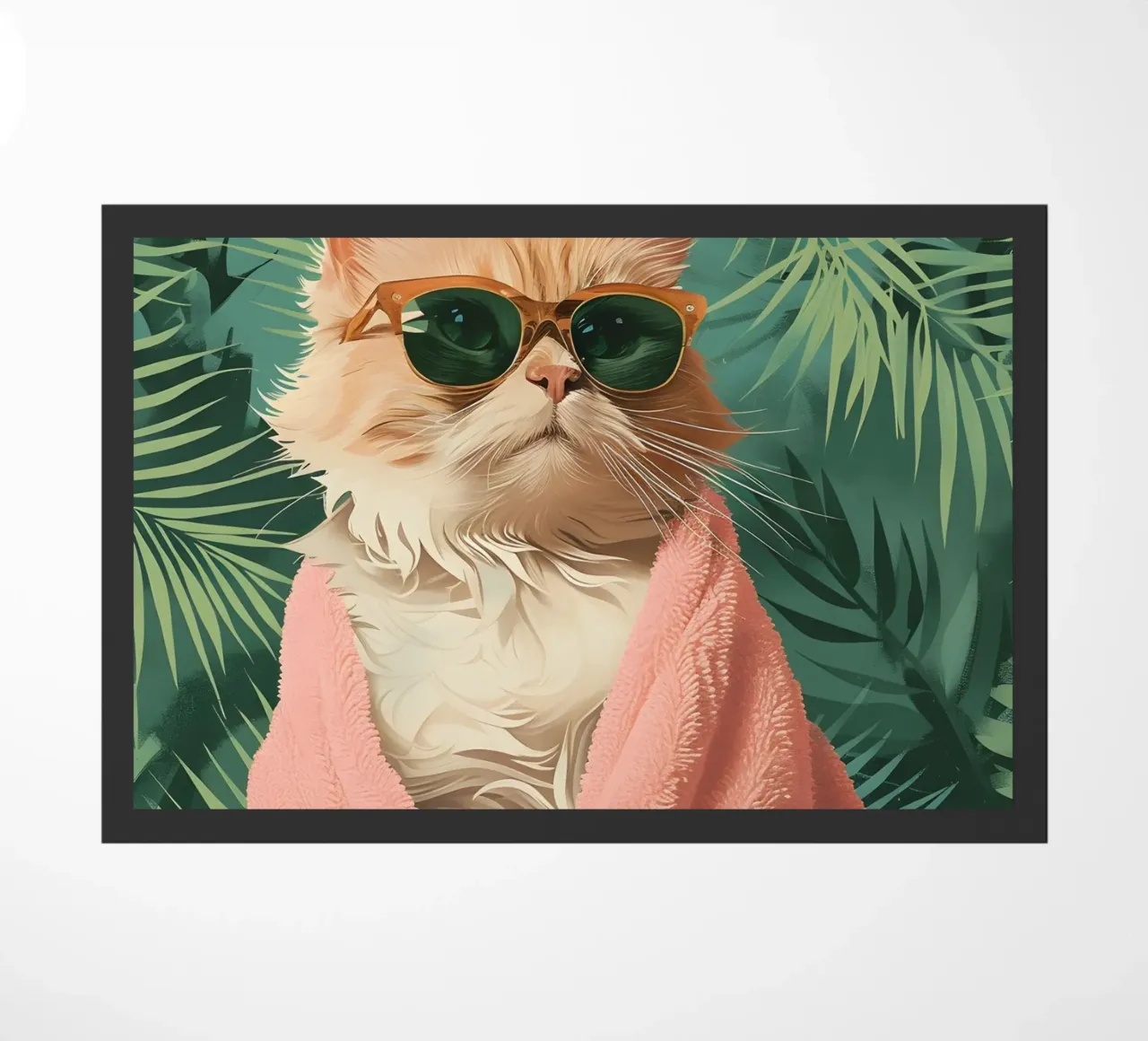 Cool Cat: Pop Art tropicale, occhiali da sole e stampa di asciugamani rosa zerbino da NorwesClub