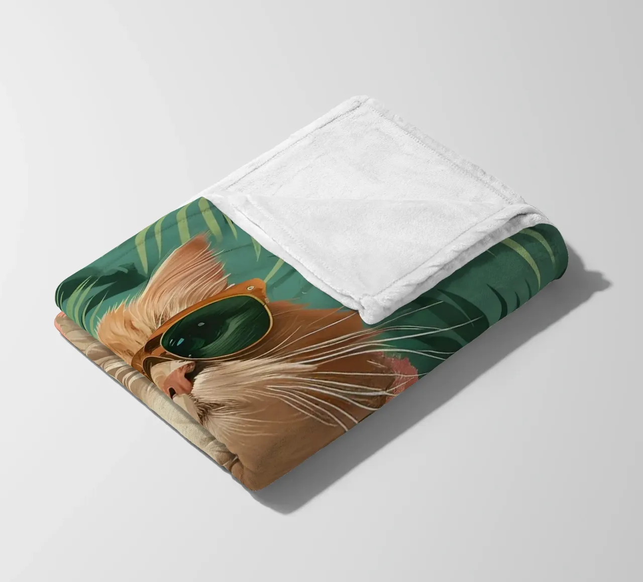 Cool Cat: Pop Art tropicale, occhiali da sole e stampa di asciugamani rosa coperta in pile da NorwesClub