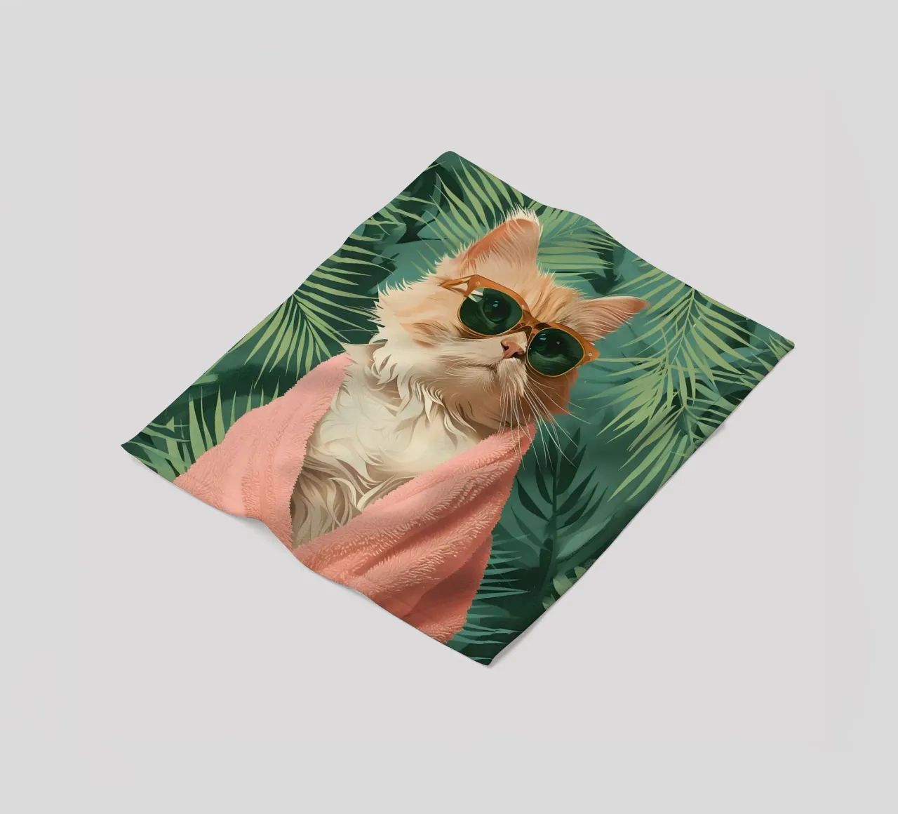 Cool Cat: Pop Art tropicale, occhiali da sole e stampa di asciugamani rosa coperta in pile da NorwesClub