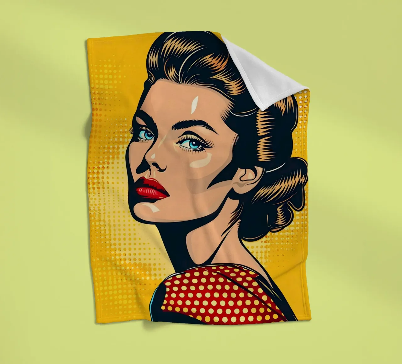 Sguardo sicuro: Ritratto pop art, stampa retrò a fumetti coperta in pile da NorwesClub