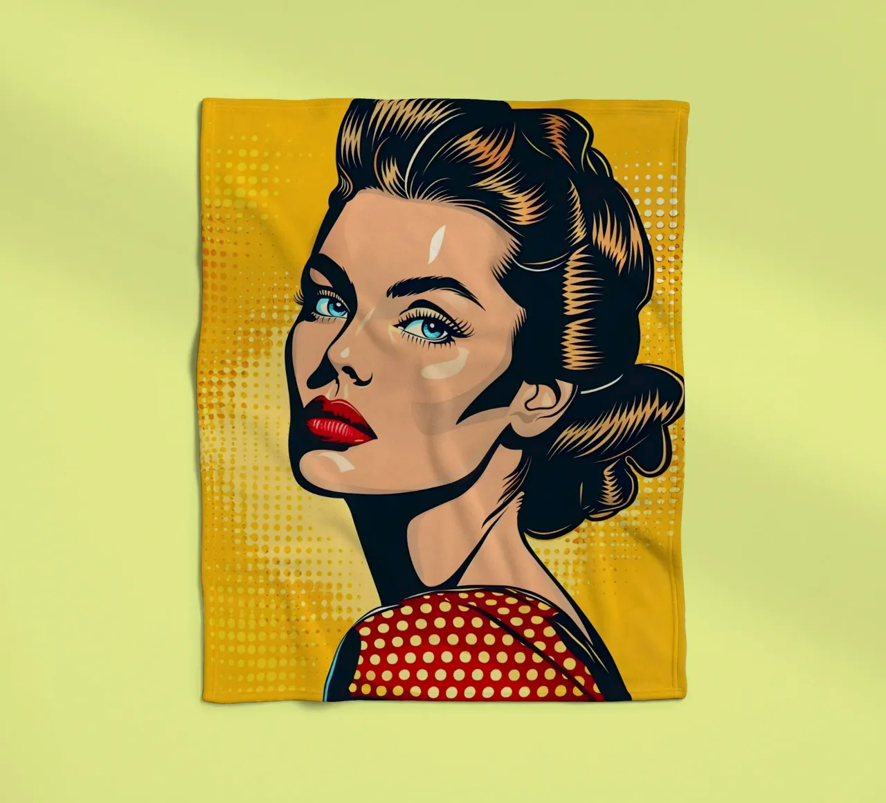 Sguardo sicuro: Ritratto pop art, stampa retrò a fumetti coperta in pile da NorwesClub