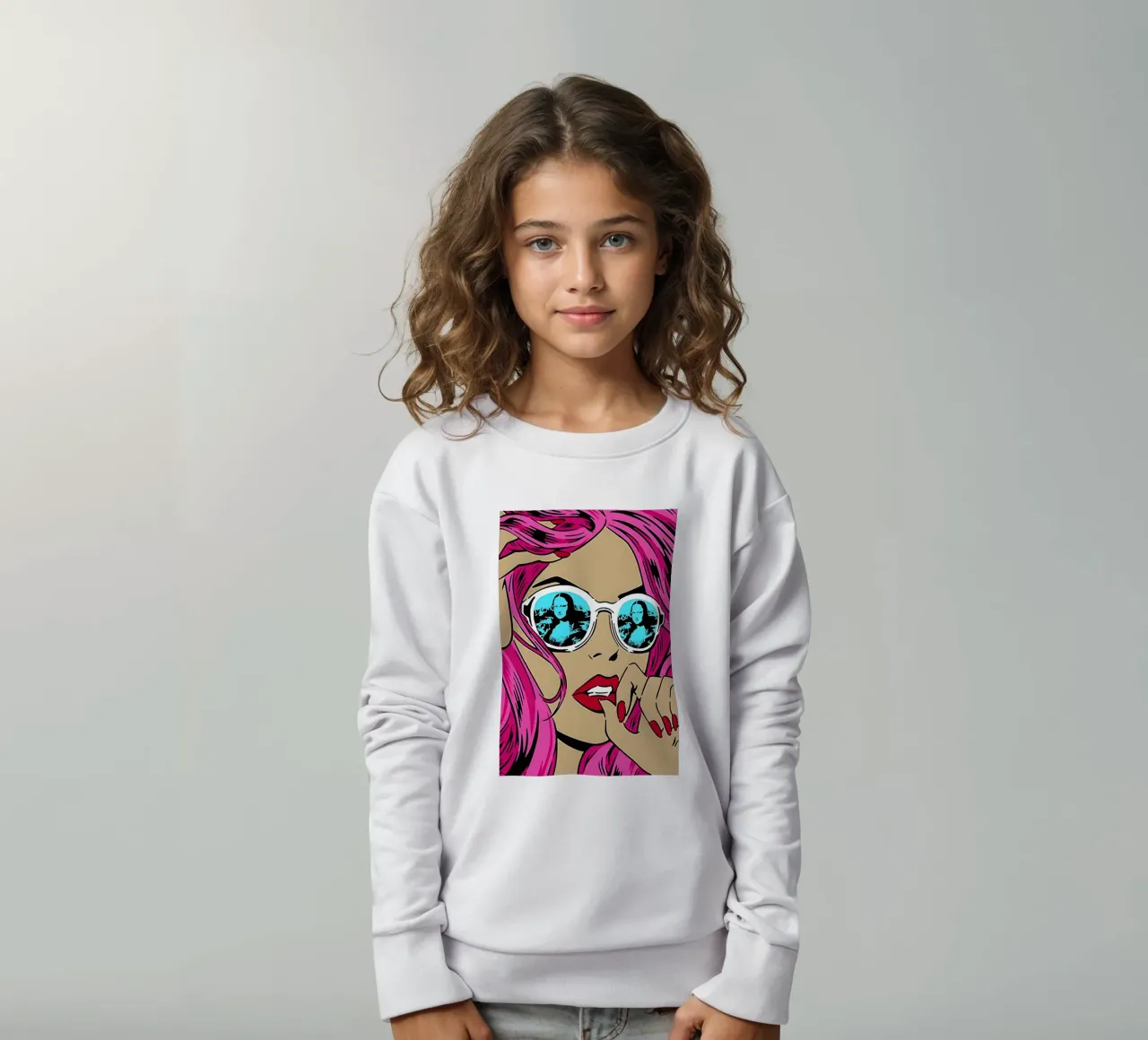 Sfumature di Monna Lisa: La donna della Pop Art, i capelli rosa e il twist iconico felpa bambino da NorwesClub
