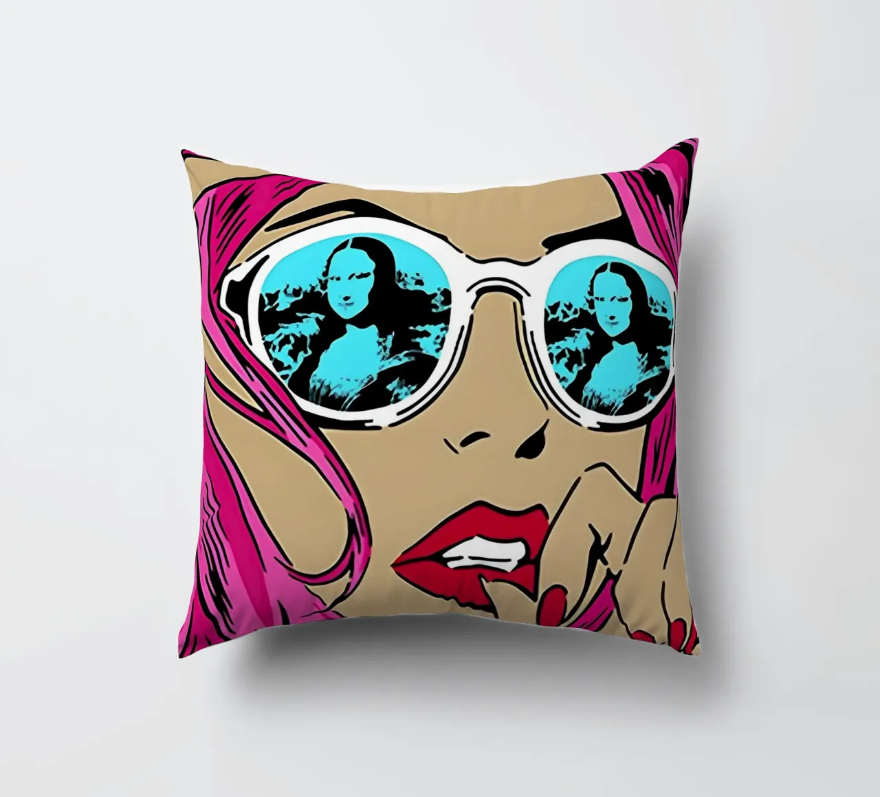 Sfumature di Monna Lisa: La donna della Pop Art, i capelli rosa e il twist iconico cuscino da NorwesClub
