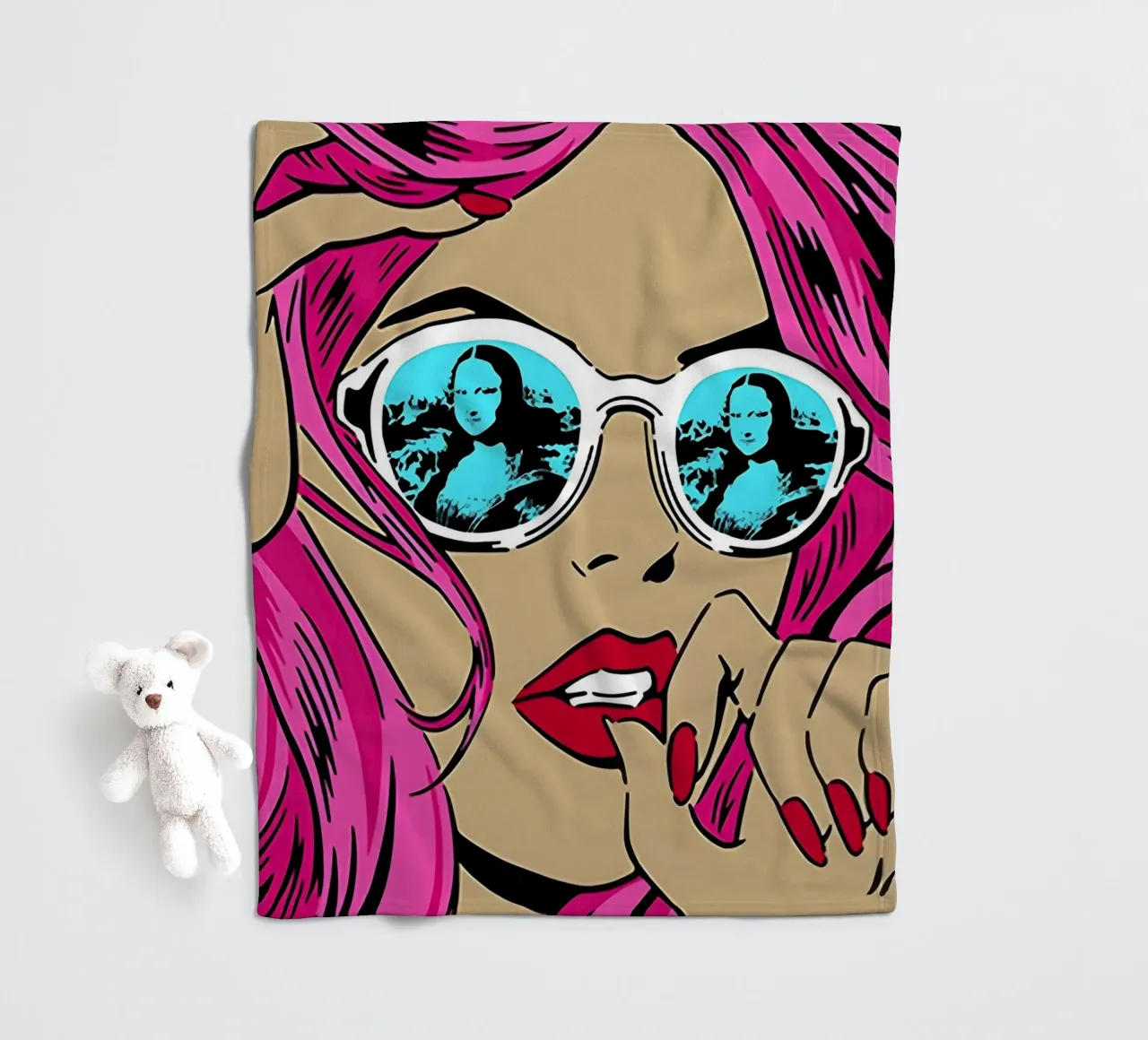 Sfumature di Monna Lisa: La donna della Pop Art, i capelli rosa e il twist iconico coperta in pile da NorwesClub