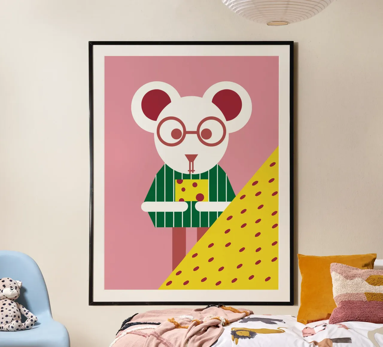 I topi mangiano il formaggio poster con telaio in plastica da LOOK DIFFERENT