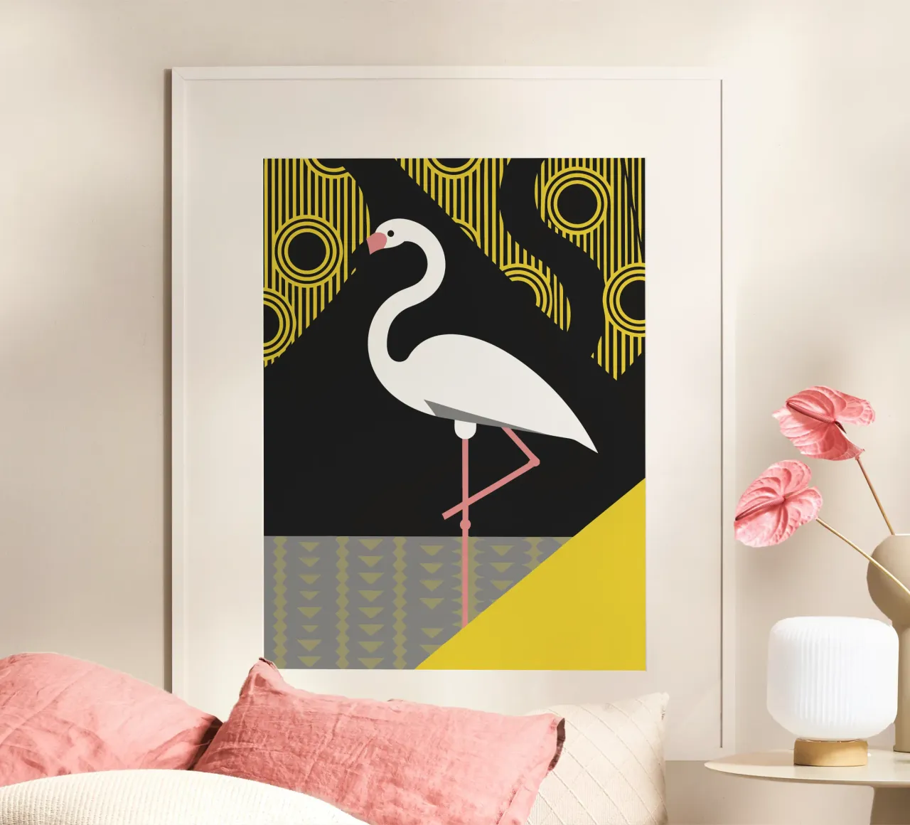 Moderner Flamingo Hahnemühle von LOOK DIFFERENT
