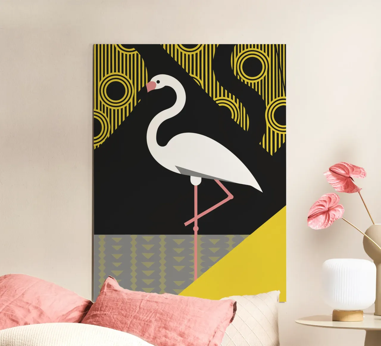 Moderner Flamingo Hahnemühle von LOOK DIFFERENT