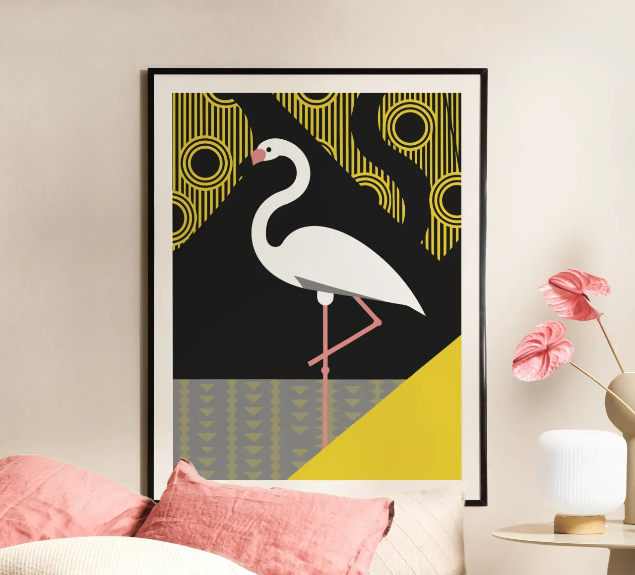 Moderner Flamingo Hahnemühle von LOOK DIFFERENT
