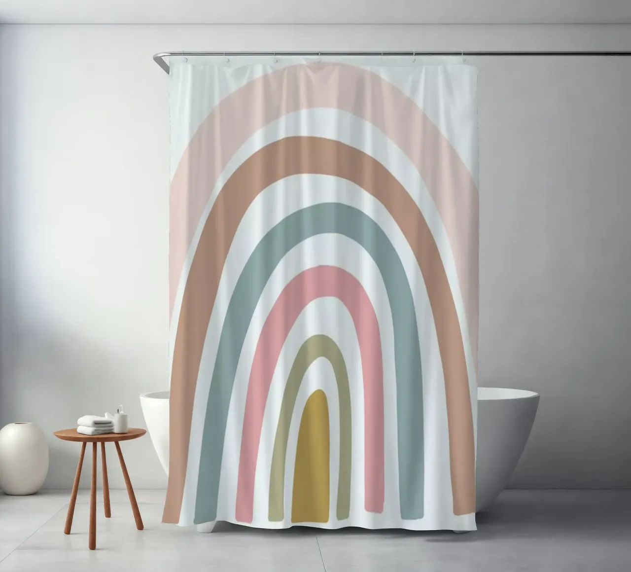 Pastel Rainbow shower curtain by Lila x Lola