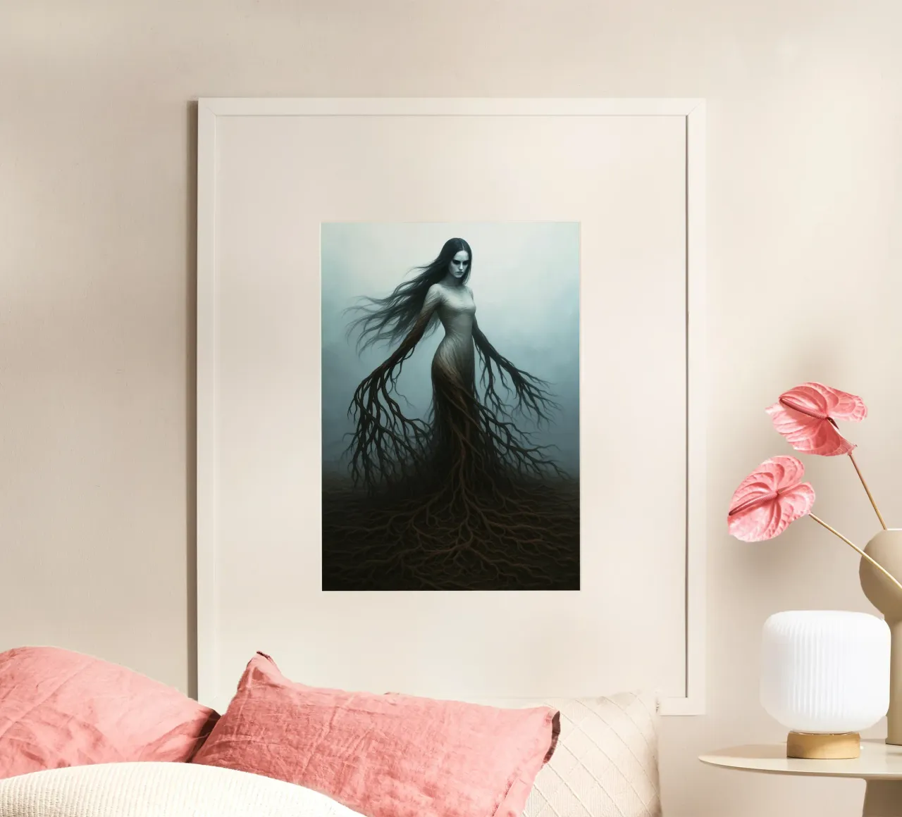 Horror gotico al femminile poster con telaio in alluminio da Rawghenee