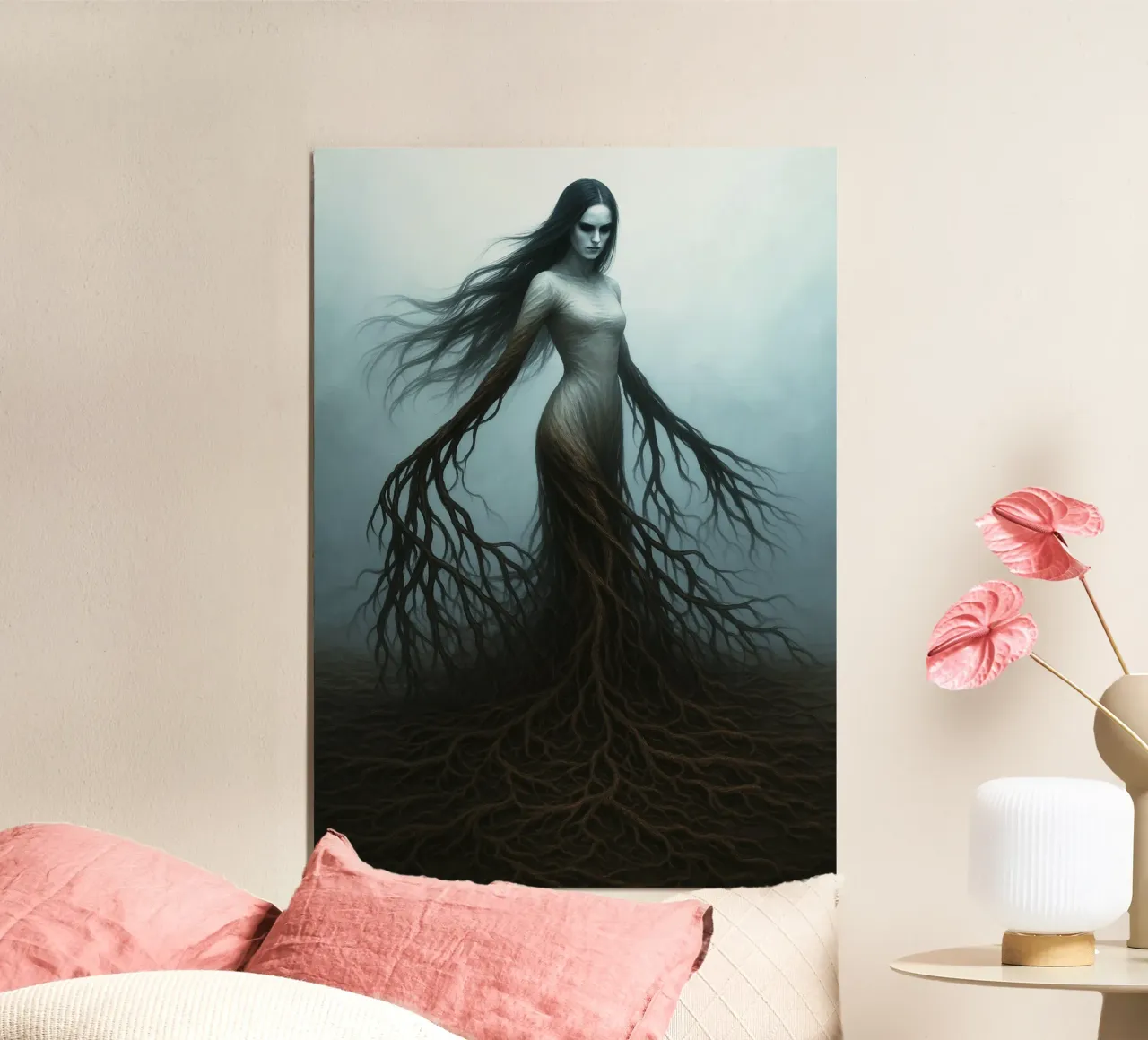 Horror gotico al femminile poster con telaio in alluminio da Rawghenee