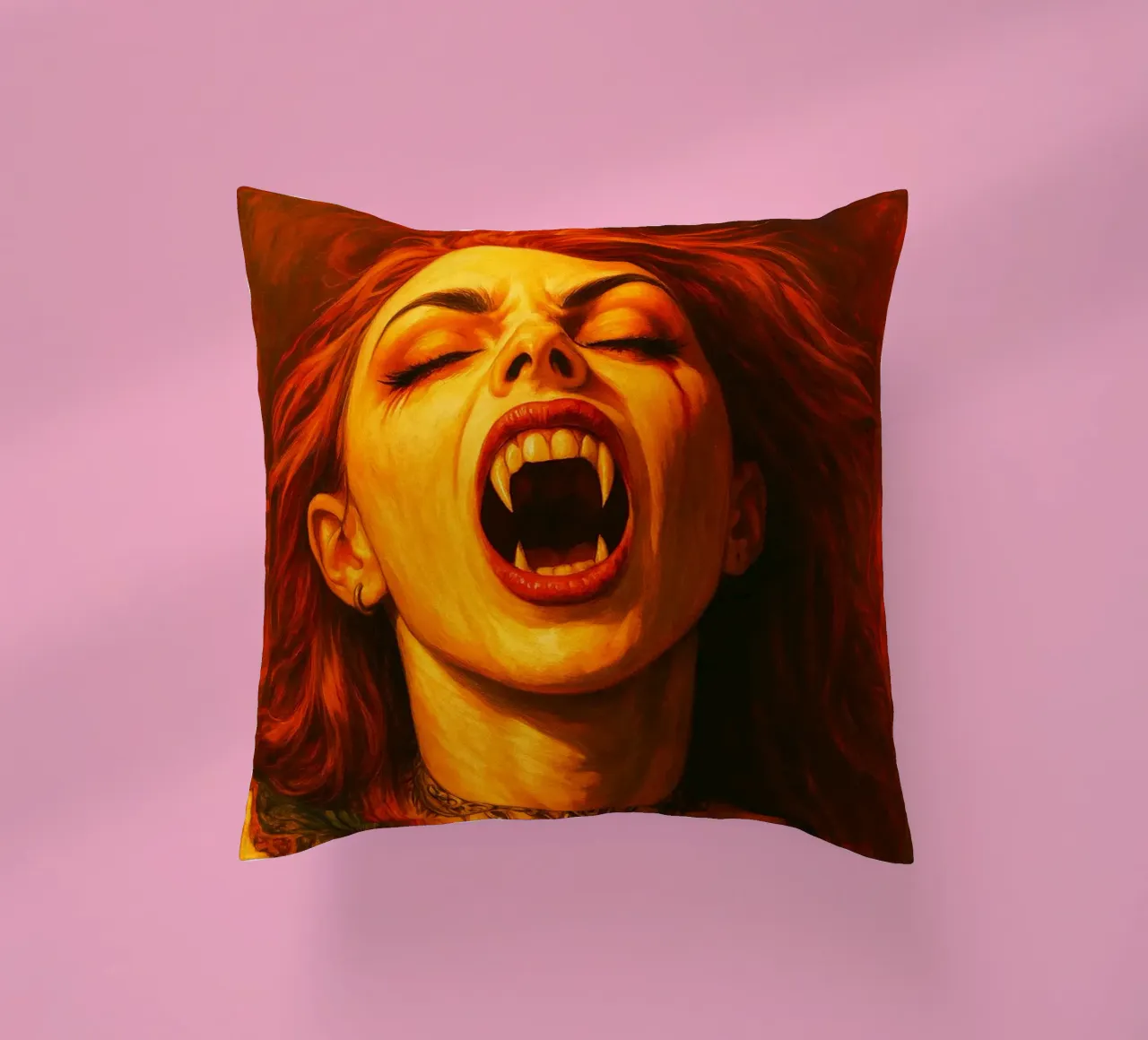 Female Vampire decorative cushion by Rawghenee