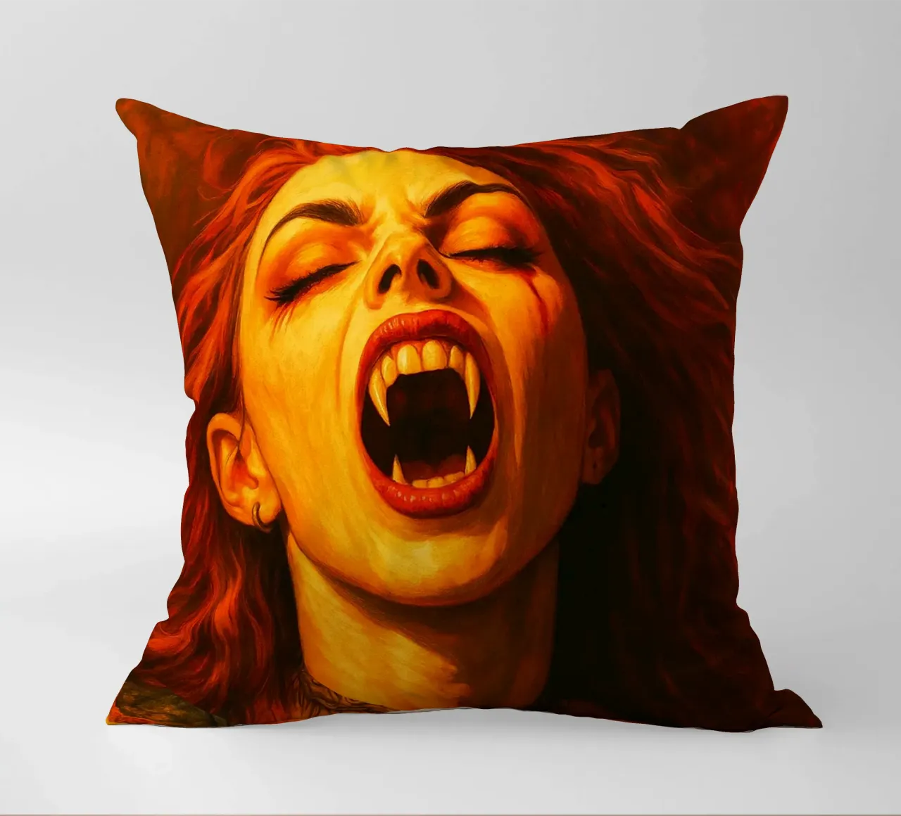Female Vampire decorative cushion by Rawghenee