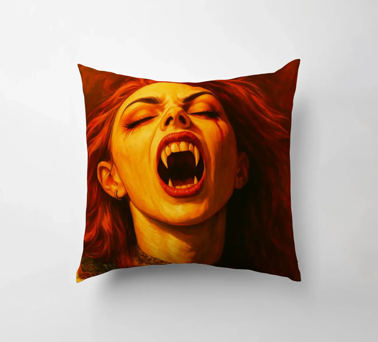 Female Vampire decorative cushion by Rawghenee