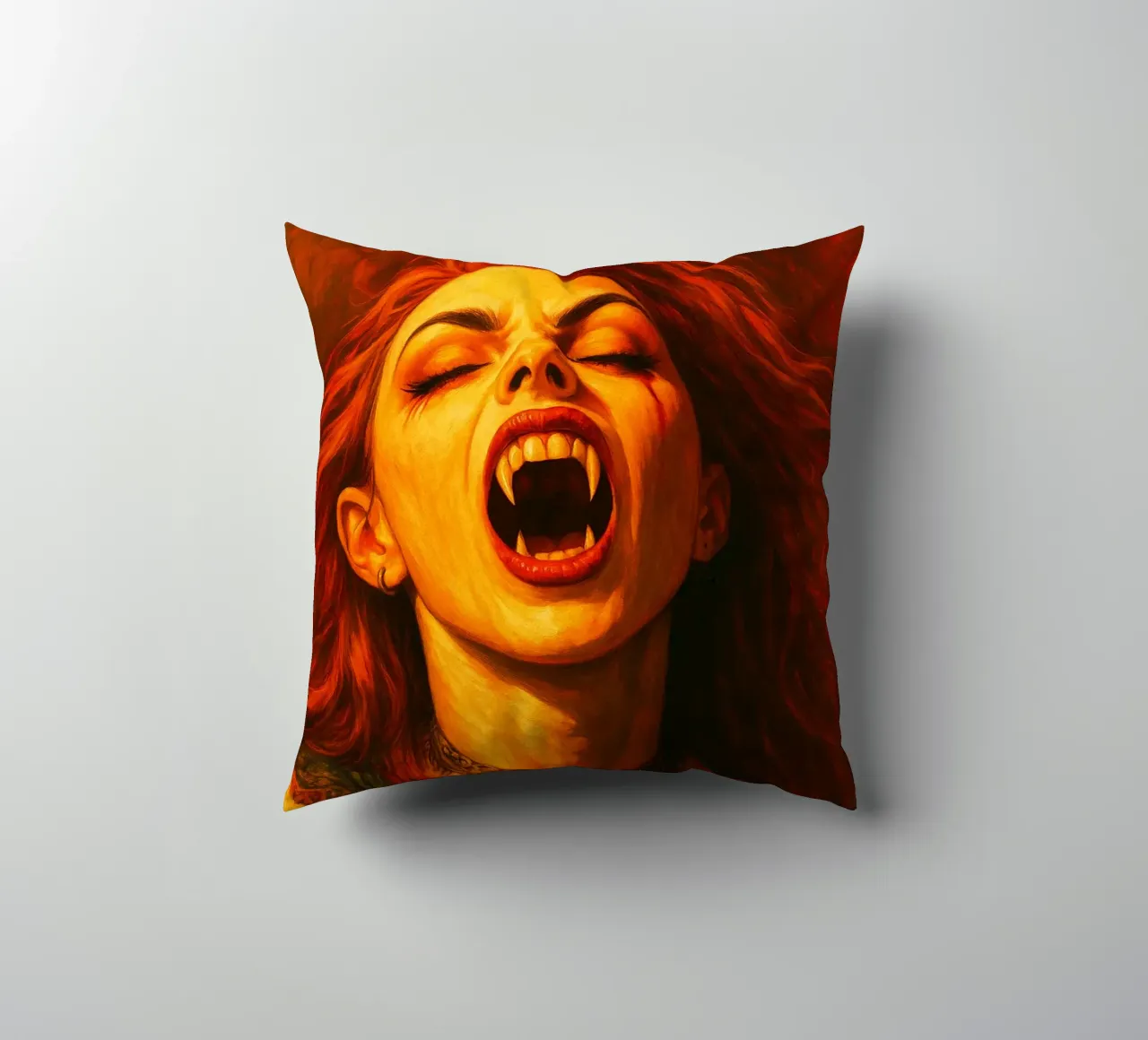 Female Vampire decorative cushion by Rawghenee