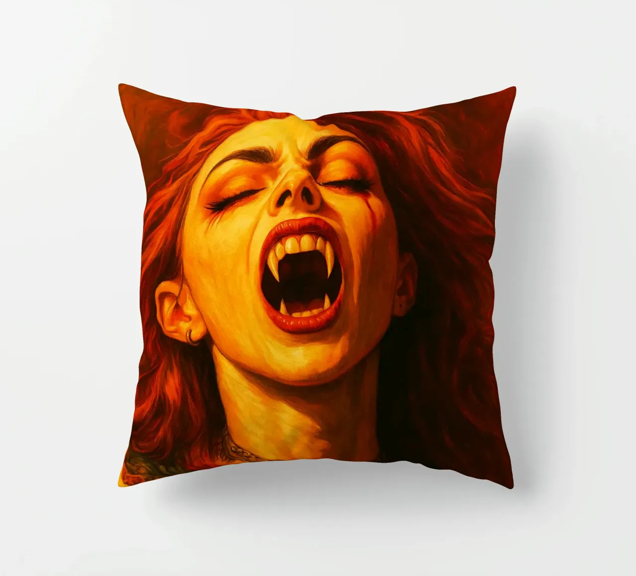 Female Vampire decorative cushion by Rawghenee
