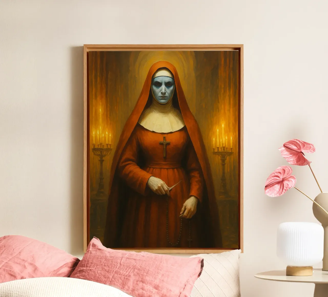 Horror Non Rood Gewaad Verbeelding canvas met Baklijst van Rawghenee