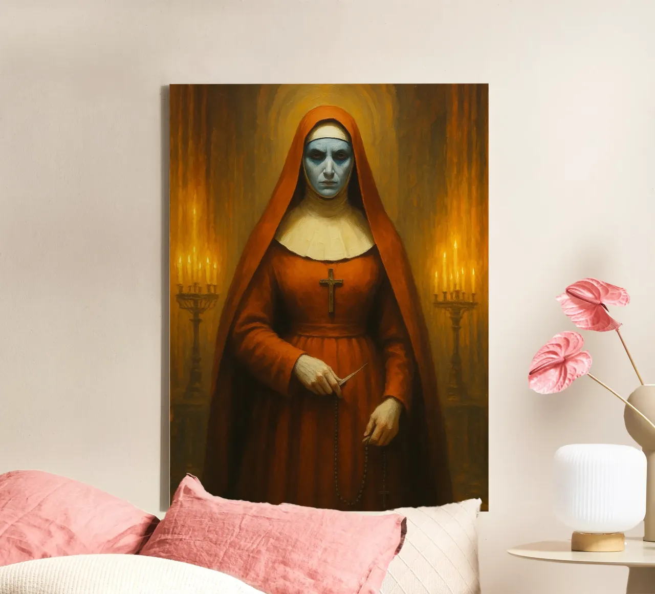 Horror Non Rood Gewaad Verbeelding canvas met Baklijst van Rawghenee