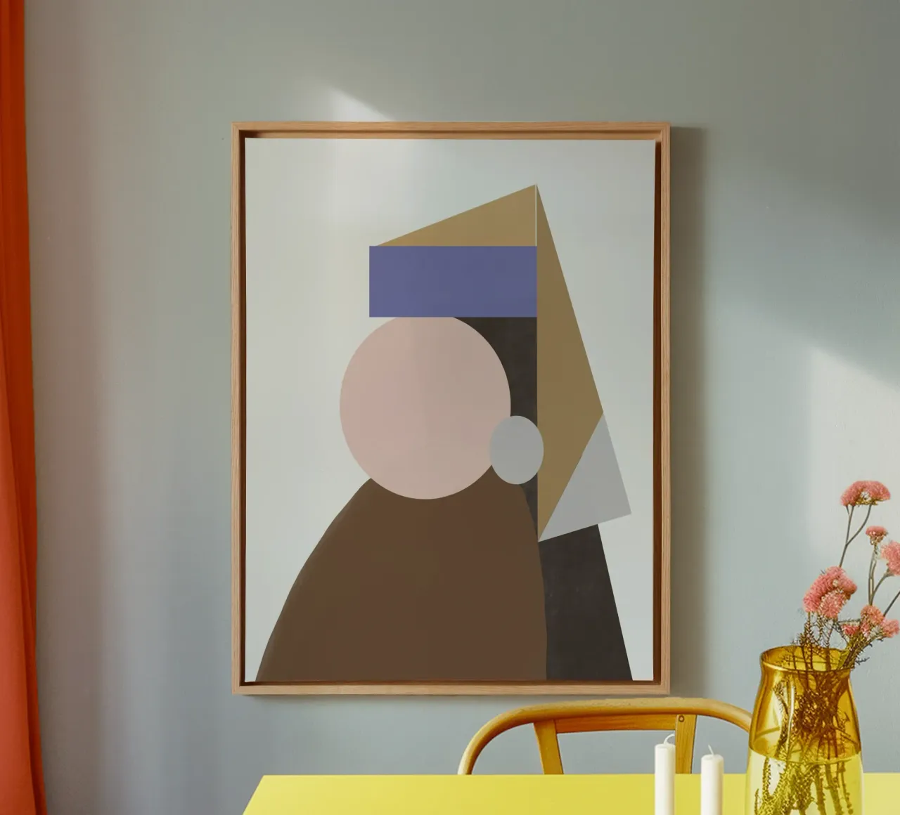Portrait of shapes canvas with Floater frame by Little Dean