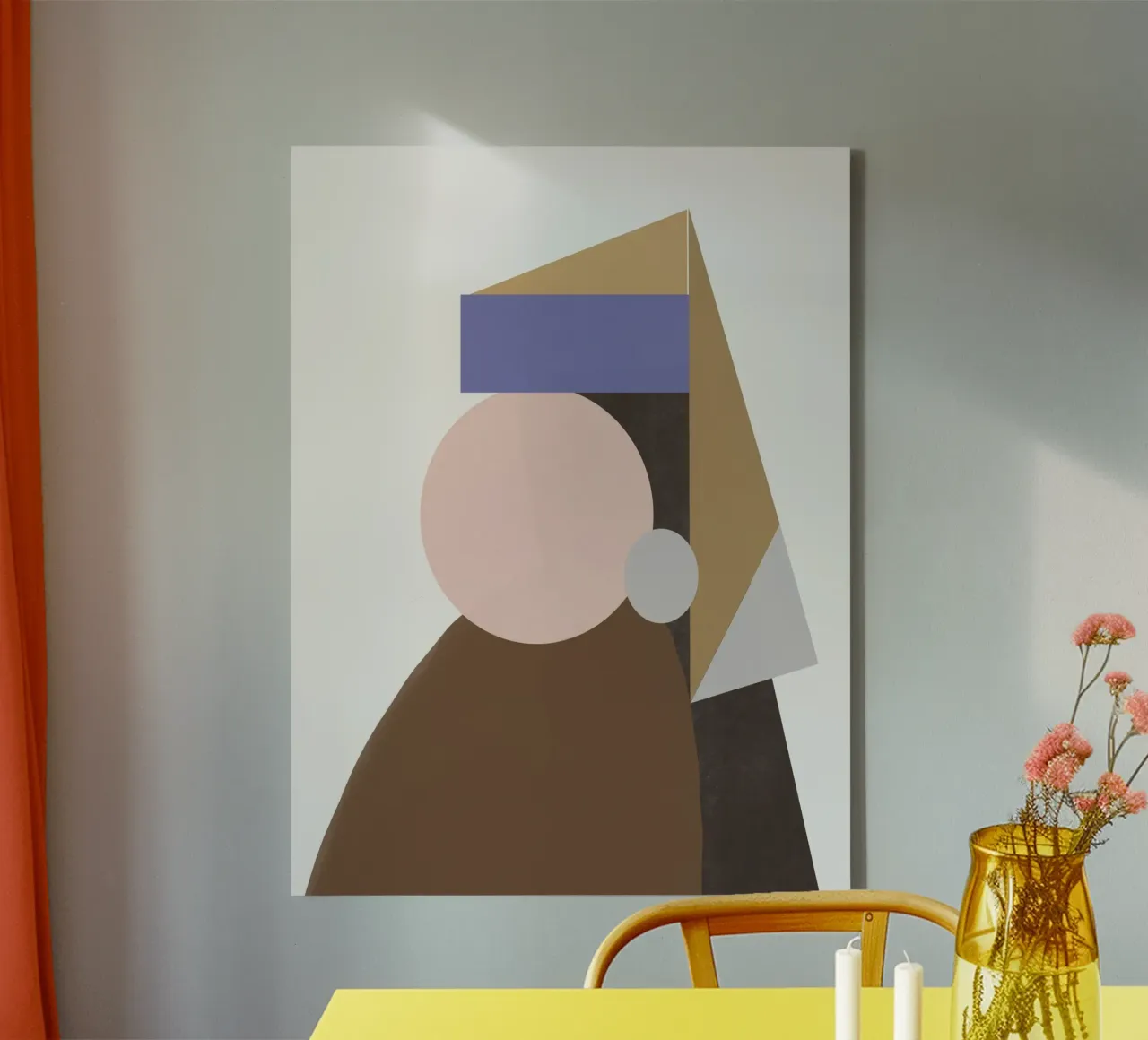 Portrait of shapes canvas with Floater frame by Little Dean