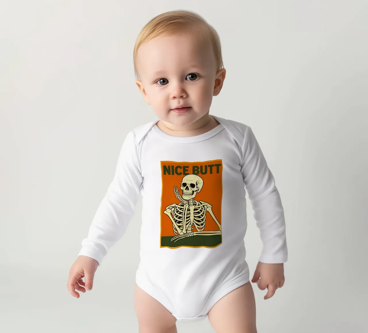 Nettes Hintern-Skelett Langarm Babybody von Rawghenee