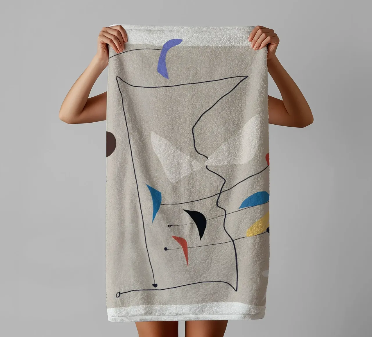 Minimalistic shapes balanced towel by Little Dean