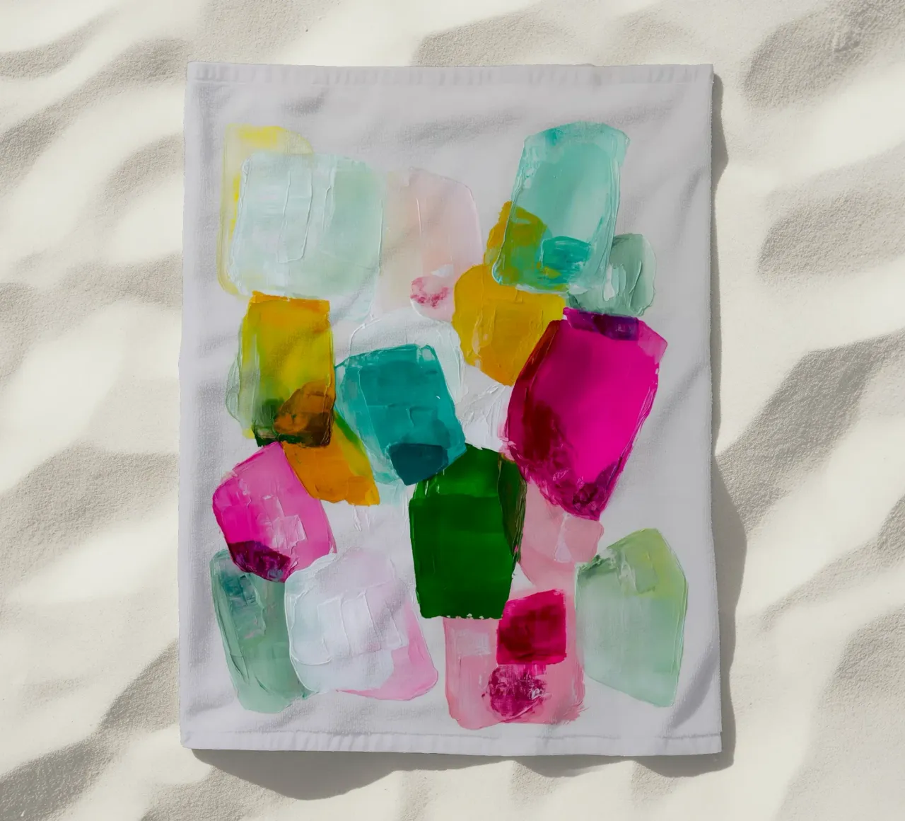 Dynamic colour fields beach towel by Carinaprint