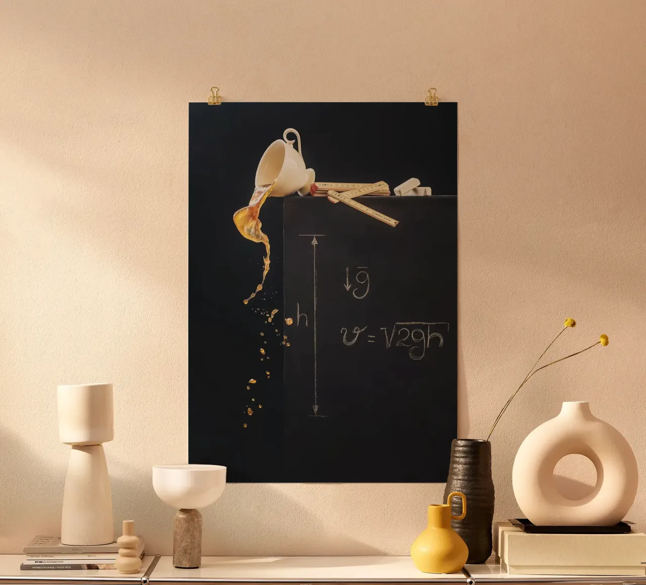 tasse à café poster avec cadre en bois de Abstract Botanical Art