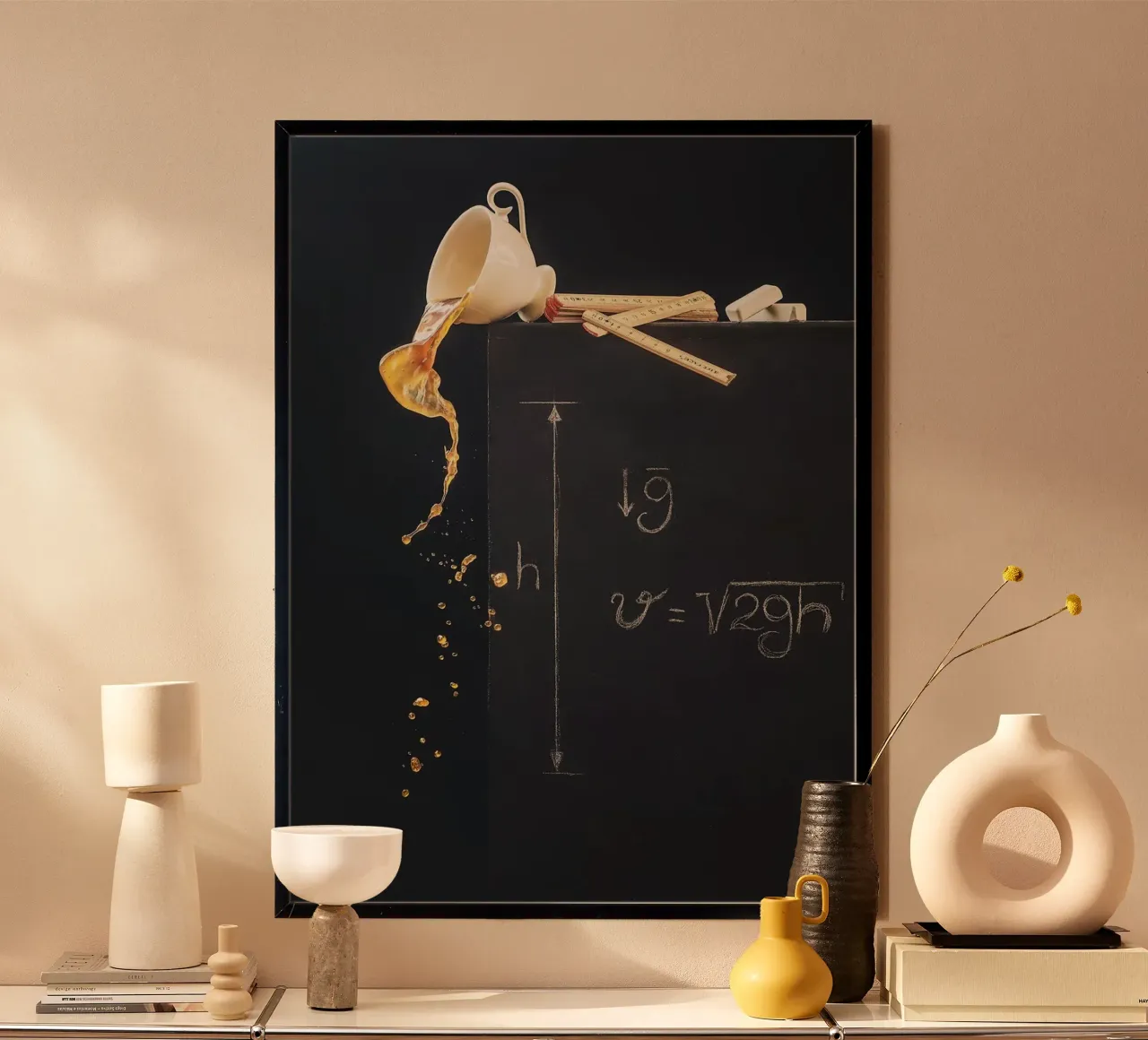 tasse à café poster avec cadre en bois de Abstract Botanical Art