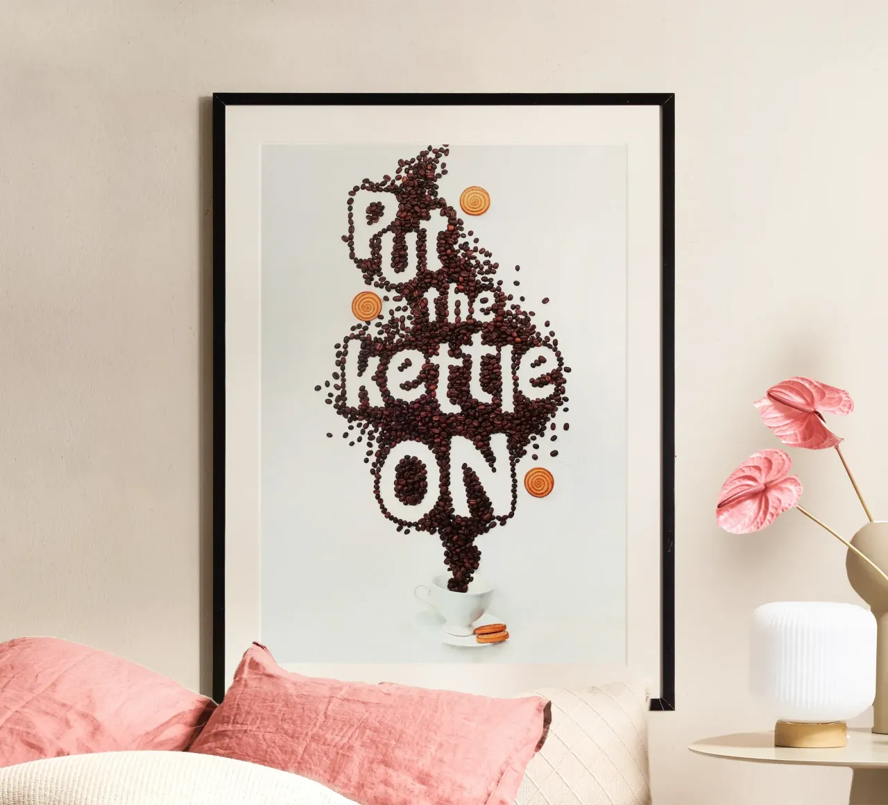 caffè in grani poster con telaio in plastica da Abstract Botanical Art