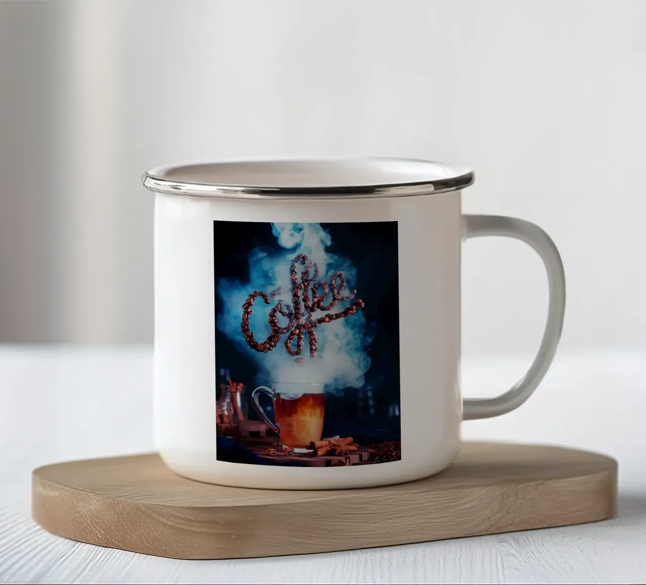 coffee cup enamel mug by Abstract Botanical Art