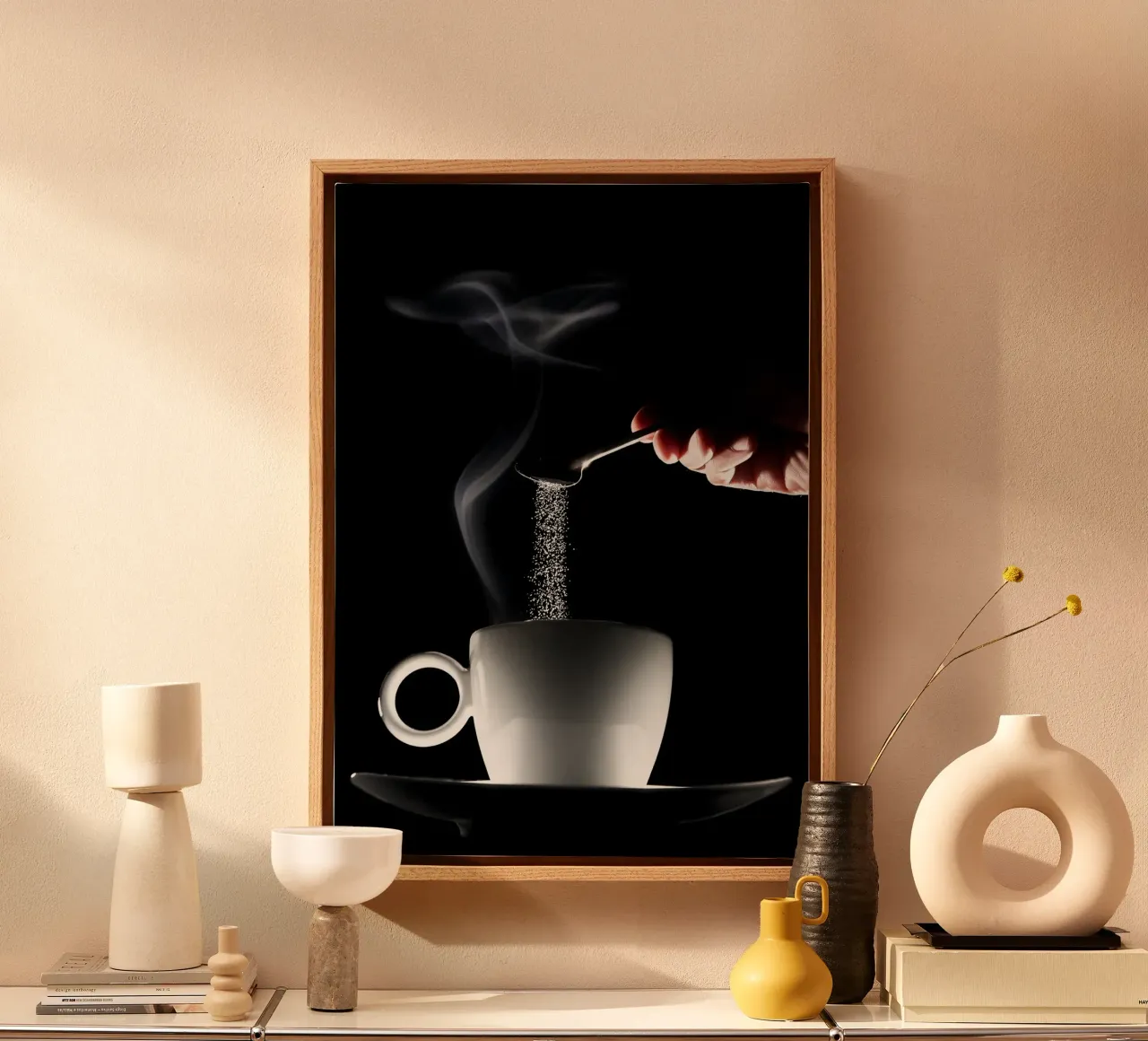 caffè tela con Cornice a cassetta da Abstract Botanical Art