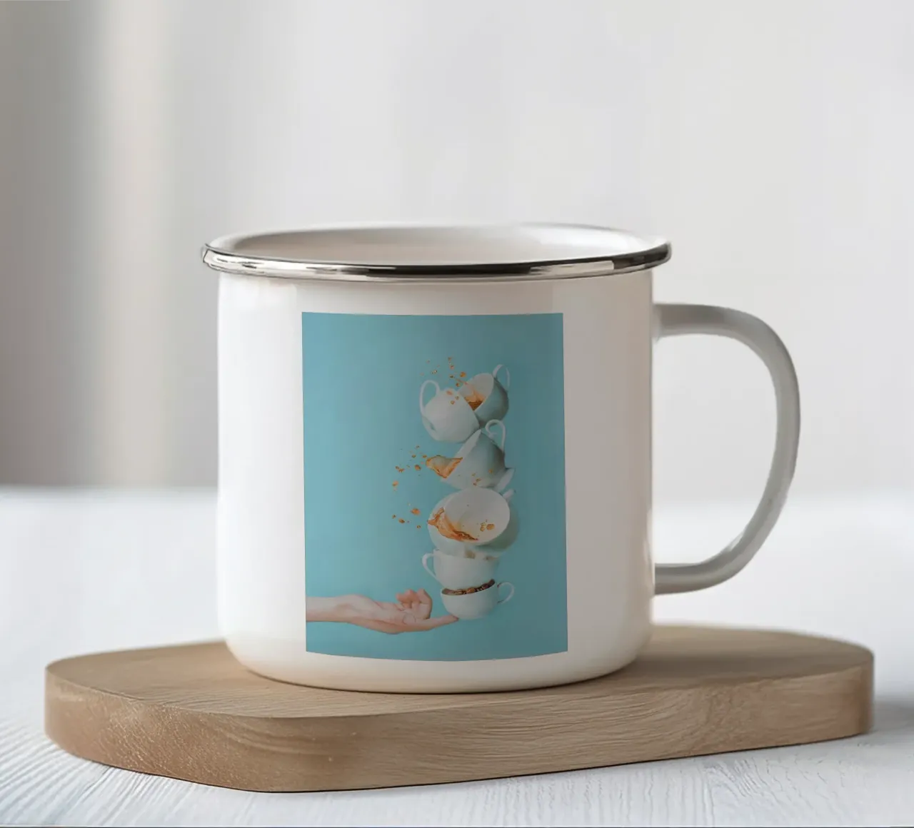 café taza de esmalte de Abstract Botanical Art