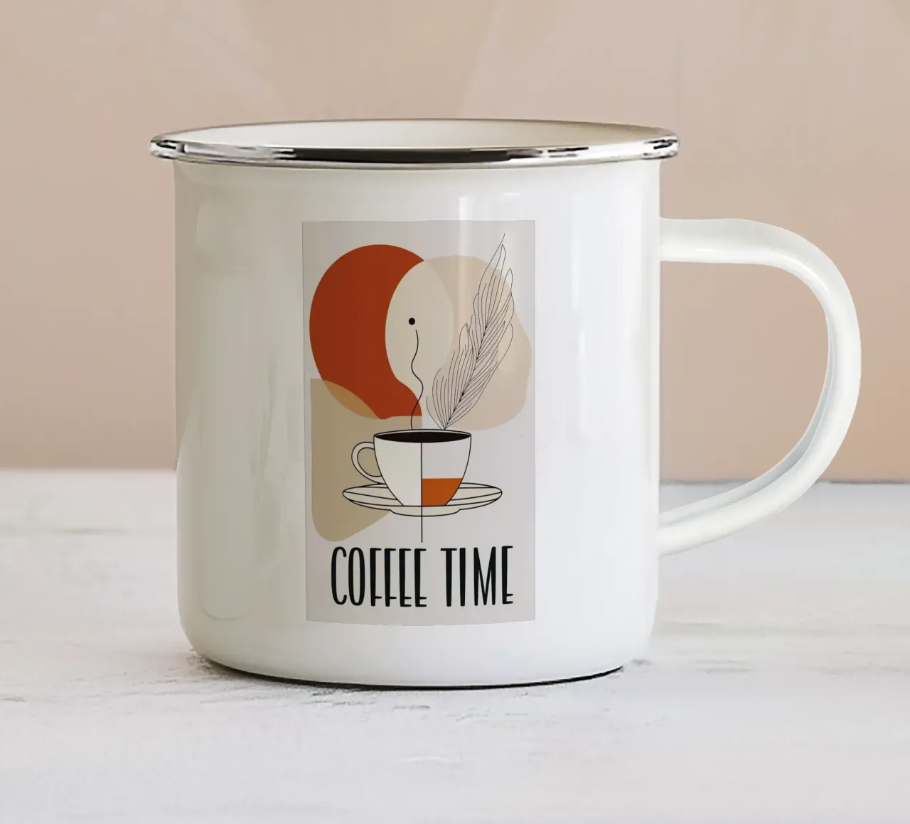 coffee cup enamel mug by Abstract Botanical Art