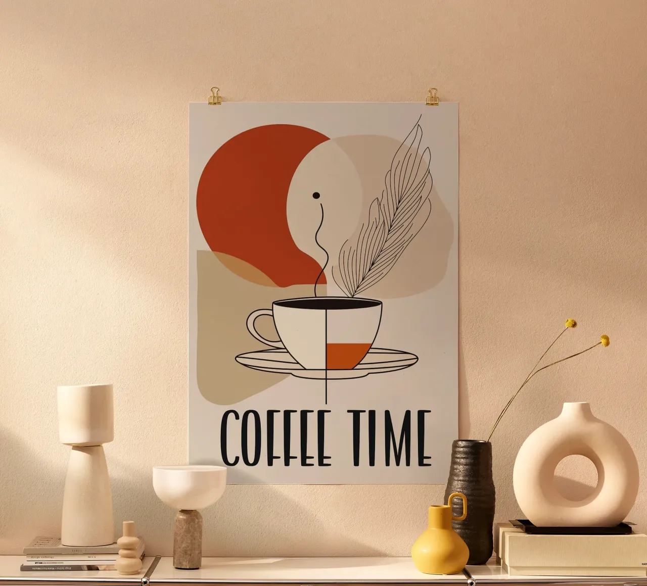 tazza da caffè poster con telaio in plastica da Abstract Botanical Art