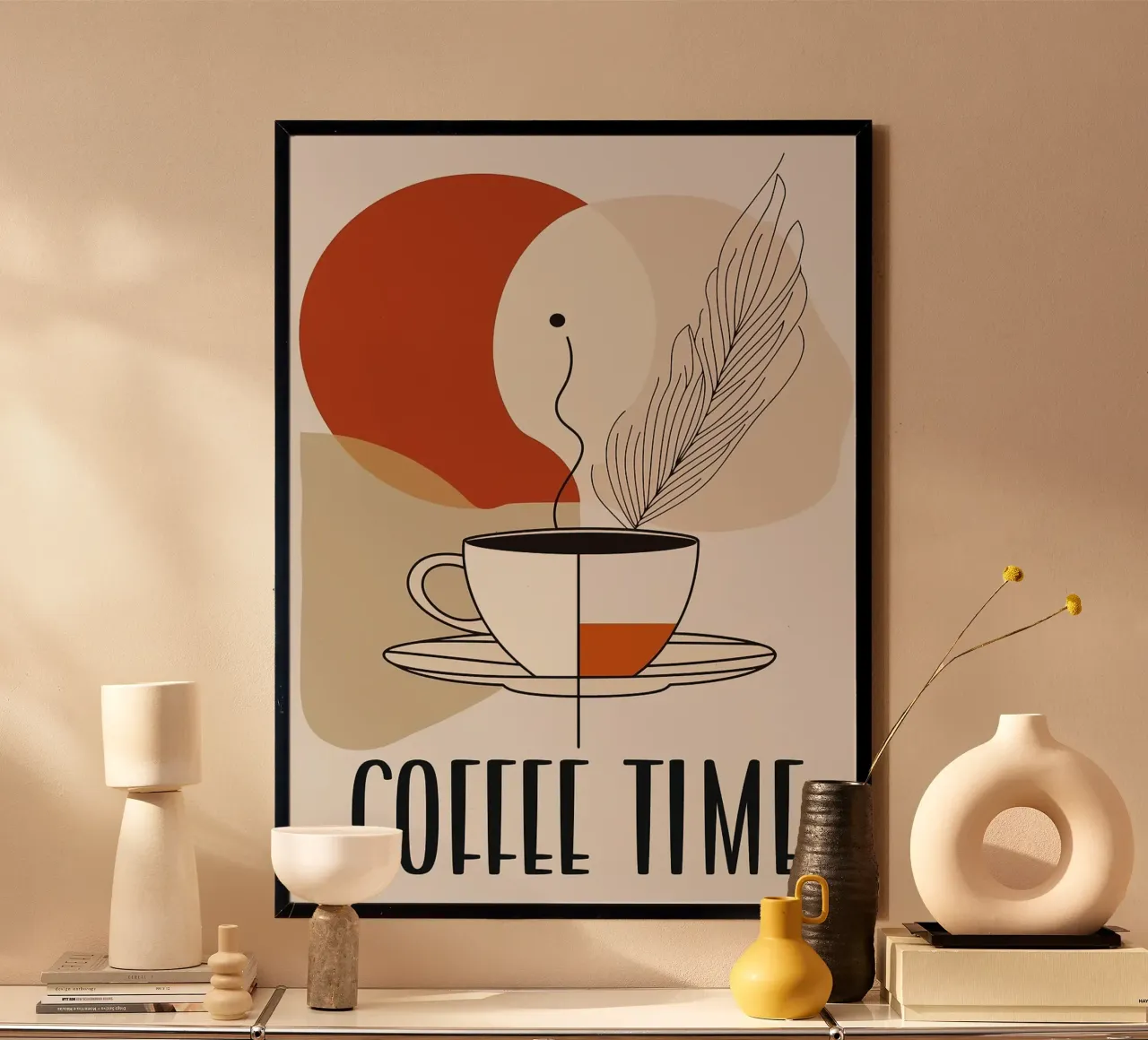 tazza da caffè poster con telaio in plastica da Abstract Botanical Art