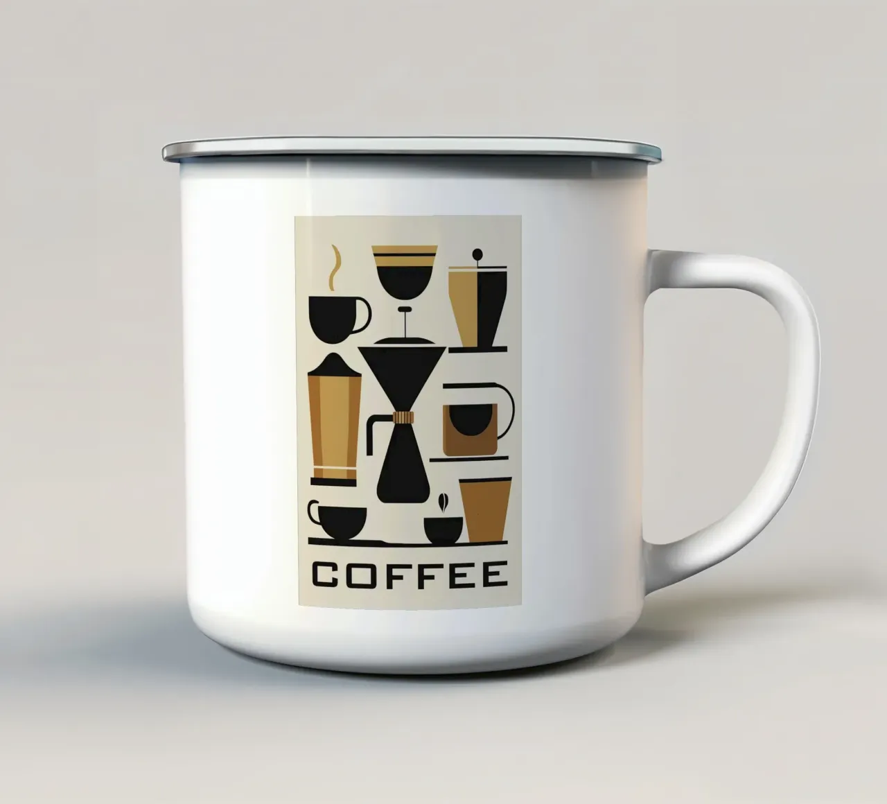 coffee cups enamel mug by Abstract Botanical Art