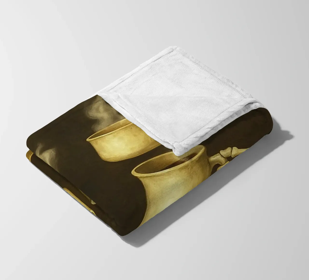 Scheletro con caffè in mano coperta in pile da Rawghenee