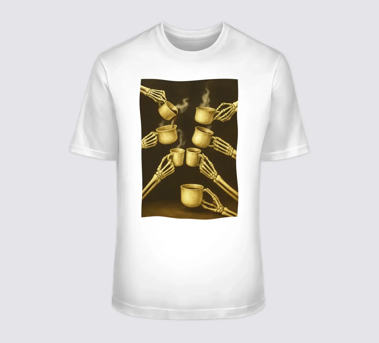 Squelette tenant un café t-shirt de Rawghenee