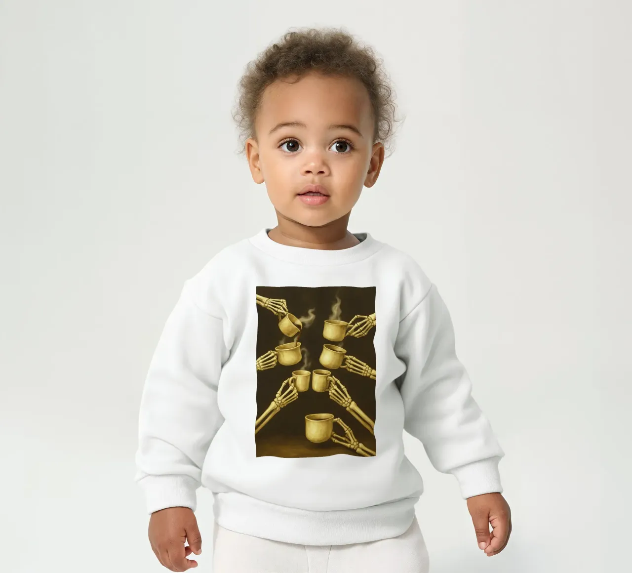Skelet met koffie baby sweatshirt van Rawghenee