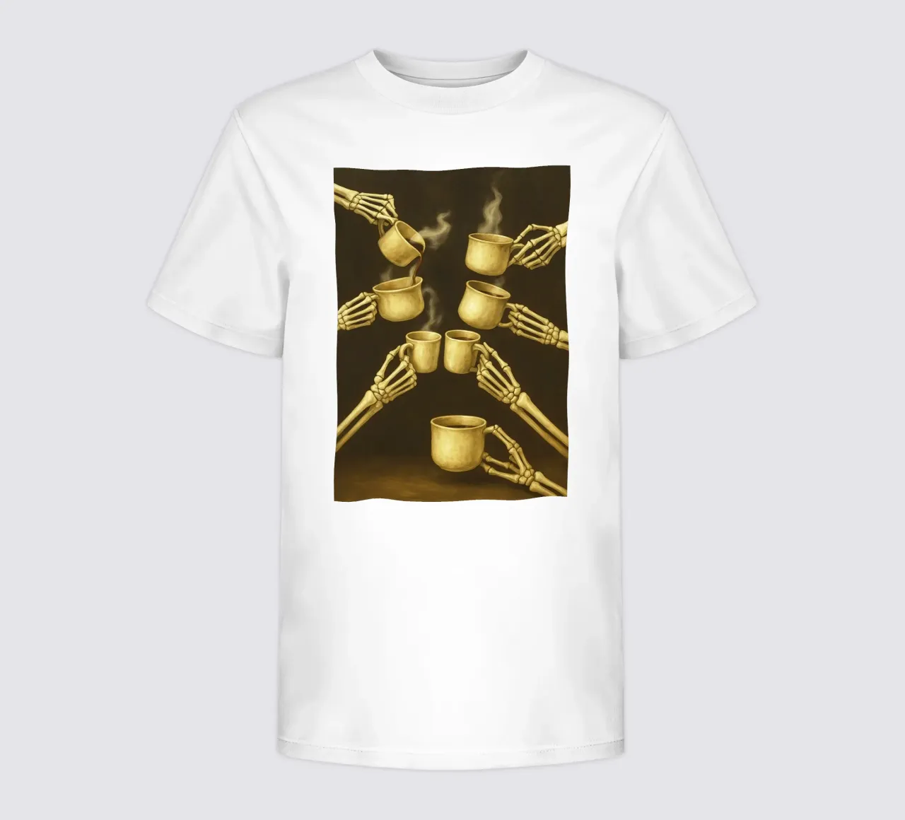 Scheletro con caffè in mano t-shirt bambini da Rawghenee