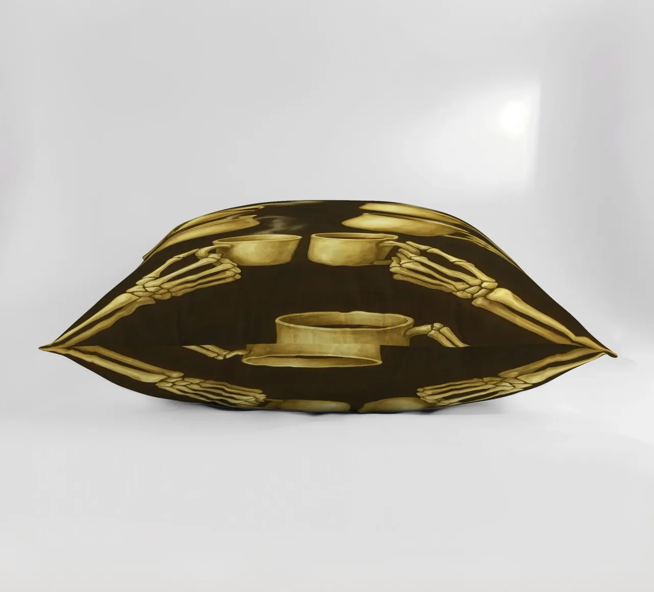 Scheletro con caffè in mano cuscino da Rawghenee