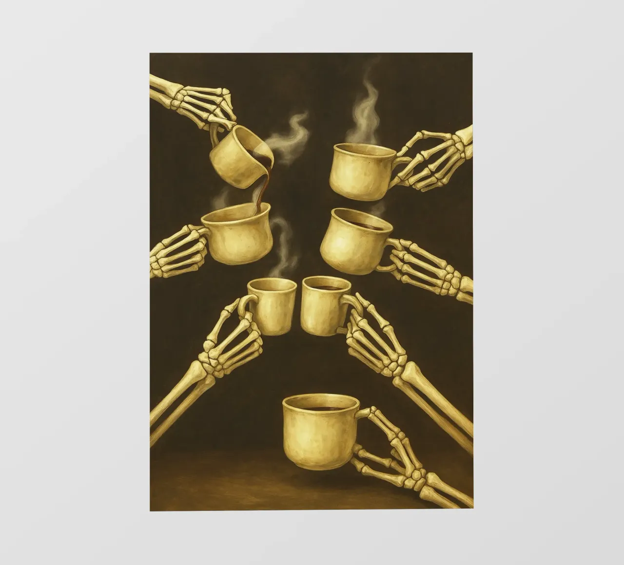 Scheletro con caffè in mano pellicola backlit da Rawghenee