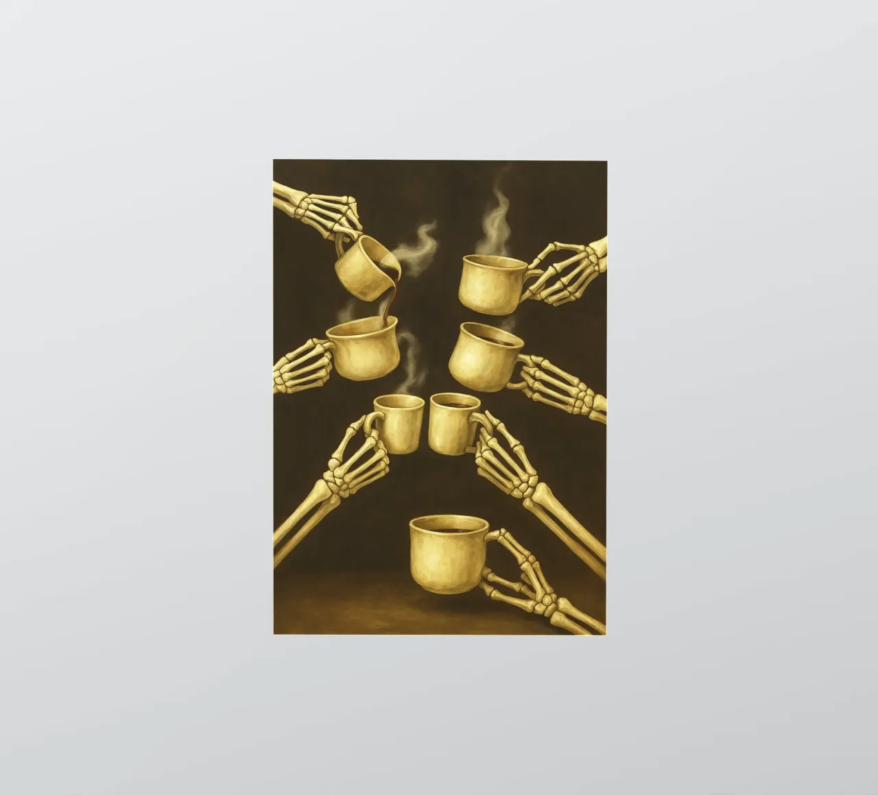 Scheletro con caffè in mano adesivo da Rawghenee